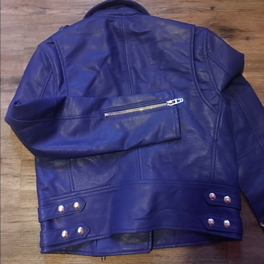 BLANK NYC Leather Jacket Moto Blue Mind - Picture 2 of 3